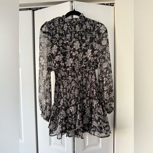 Aqua Monochrome Floral Dress